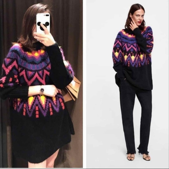 Zara Knit Wool blend oversized long sleeve sweater - Picture 4 of 10